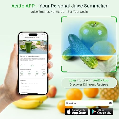 Aeitto Max5 Cold Press Juicer, Juicer Machines with 5.3“ Extra Large Feed Chute Fit Whole Fruits & Vegetables, High Juice Yield,Juice Maker, Self Feeding, Easy to Clean,Premium Black