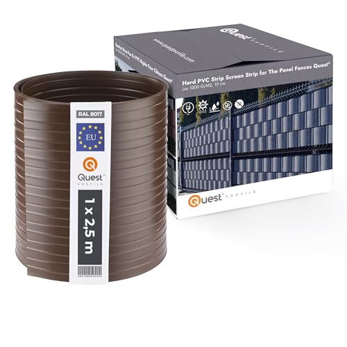 Quest Strisce frangivista per tappetini a doppia asta, in PVC duro, frangivista per recinzione in giardino, balcone e terrazza, altezza: 19 cm, lunghezza: 2,525 m, 900 g/m2 (1 striscia x 2,525 m,