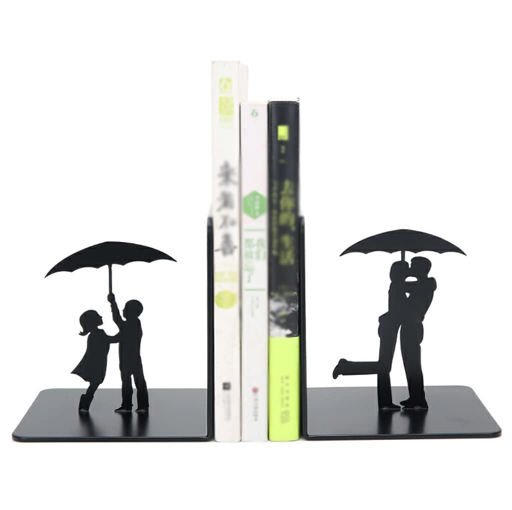 Book Ends Stainless Steel Bookends, Heavy Decorative Book Stoppers With Non-Skid Bottom, Ends For Shelves, Bookend Support Decor For Home Office(C)