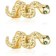 Psivika 2 Pcs Snake Iced Out Diamond Teeth Grillz for Men Women, Hip Hop Grills for Your Teeth Top and Bottom, Rapper Costume Cosplay Teeth Jewelry and Accessories