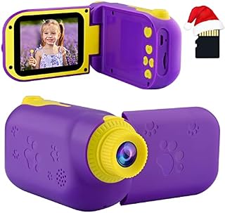 GKTZ Kids Video Camera - Girls Toy Gifts Age 3 4 5 6 7 8 9 Years Old Birthday Holidays Kids Camcorder Recorder Toddler Camera 2.4 Inch HD Screen 1080P with 32GB Card,Kids Digital Camera-Purple