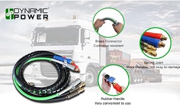DYNAMIC POWER 3-in-One Wrap 7 Way Electrical Green ABS Air Brake Lines 15 Ft Truck Tractor Trailer