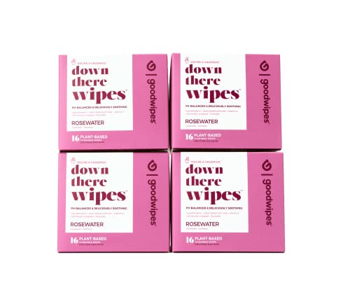 Goodwipes Flushable Down There Feminine Hygiene Wipes, Rosewater Scent, Ph Balanced And Hypoallergenic, Perfect For Travel, Flushable, 16 Individually Wrapped Wipes (Pack Of 4) #TOP6