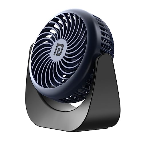 Portronics Portable Rechargeable Fan 360° Rotatable, 3D Curved Blade, Noiseless Design, 3 Speed Modes for Home, Desk, Office, Car & Outdoor(Blue)