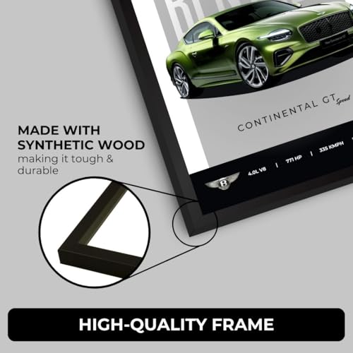 Image of Bentley Continental GT Poster | Framed Bentley A4 Sized (31 x 23 cm) | Continental GT Car Poster for Wall, Gift for Boys, Luxury Frames | Dream Car Posters for Wall, Bedroom, Hostel, Study Area, Hostel