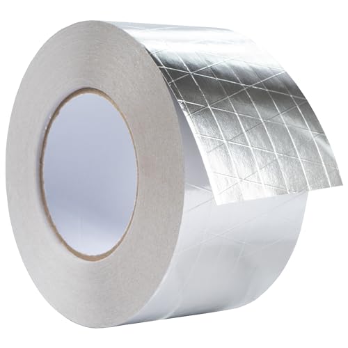 Image of 3 inch Inch x 164 Ft / 55 Yards Long Aluminum Foil Tape with Mesh - Strong Metal Insulation Adhesive Heavy Duty Ductwork Tape - Waterproof, High and Low Temperature HVAC, Vent Hose, Dryer Leak Repair Tape