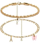 Amchoice Gold Anklets Ankle Bracelets for Women, 18K Gold Plated Anklets for Women Initial Anklet...