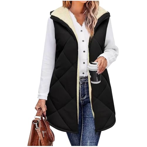 Gilet rembourré en polaire pour femme idéal pour les balades d'automne en forêt avec capuche