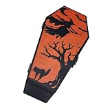 VANZACK Coffin Box Holz mit Klappdeckel Vielseitige Halloween Aufbewahrungsbox für Schmuck Ringe und Süßigkeiten Praktische Schmuck Reisebox in Sargform als Geschenk Dekorationsidee
