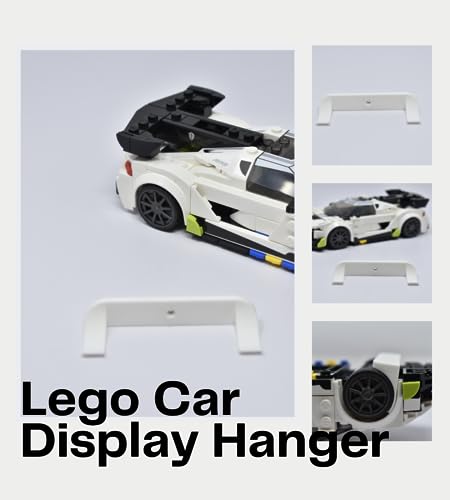 Image of Collectible Car Display Wall Mount | Low Profile Design Compatible with Lego Car Models | Display Cars by Wheels on Wall | Made in USA (White 10-Pack)