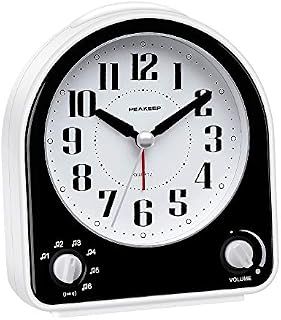 Peakeep Non-Ticking Silent Alarm Clock, Optional 7 Wake-up Sounds with Volume Control, Nightlight