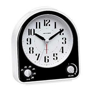 Peakeep Analog Alarm Clock Non-Ticking Silent, 7 Wake-up Sounds