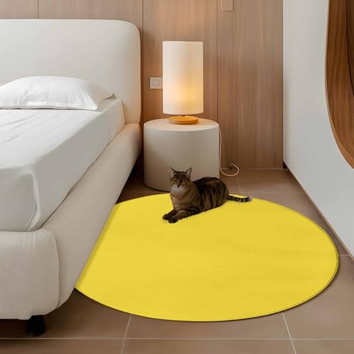 Tapete Redondo Amarillo 4ft para Sala y Dormitorio miniatura 3