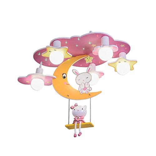 Suspension lune et étoiles LED au design créatif et poétique pour chambre