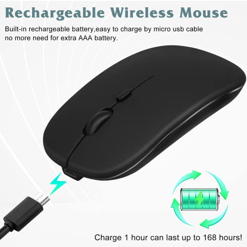Image of UrbanX 2.4GHz & Bluetooth Mouse, Rechargeable Wireless Mouse Compatible with Smart TV Bluetooth Wireless Mouse for Laptop /PC /Mac /pro /Computer /Tablet /Android Midnight Black