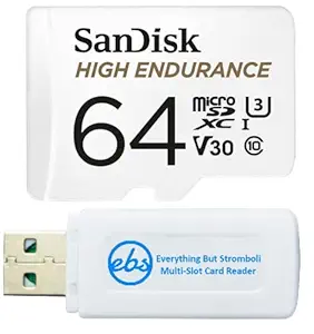 SanDisk 64GB High Endurance Video MicroSDXC Card with Adapter Works with Rexing Dash Camera V1, V1-4K, V5, V1GW (SDSQQNR-032G-GN6IA) Bundle with (1) Everything But Stromboli Micro & SD Card Reader