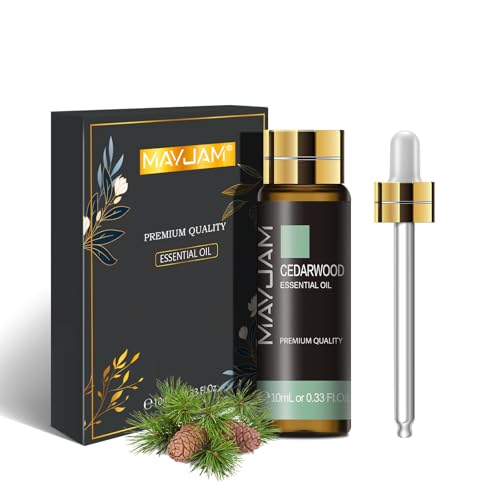 MAYJAM Cedarwood Essential Oil 10ML - Pure Undiluted - Premium Quality Essential Oils with Glass Dropper - for Diffuser and DIY Candle Making