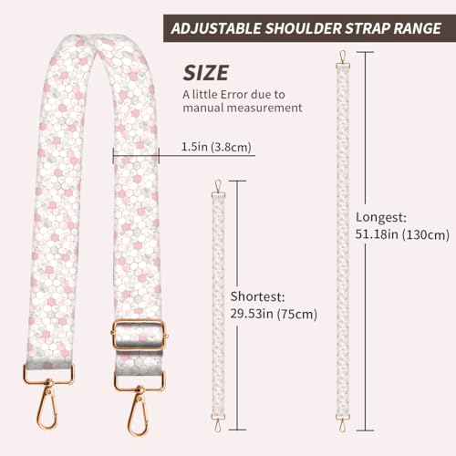 Image of Purse Strap Replacement Crossbody, 3.8cm Wide Shoulder Strap Adjustable Replacement Belt Gold Buckle