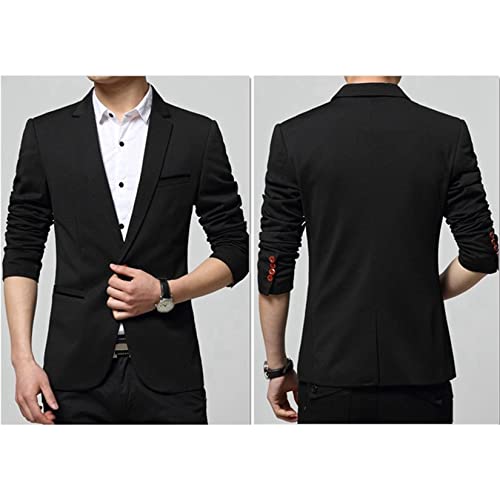 Jaqueta masculina slim fit business casual paletó de casamento festa noite um botão blazer, Preto, X