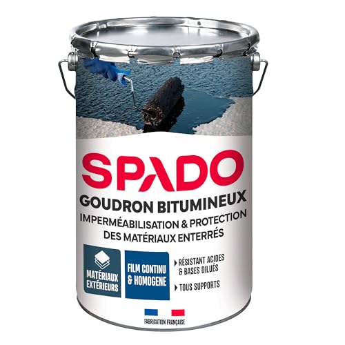 SPADO - Goudron Bitumineux - Protection de surfaces spéciales - 100% d'étanchéité - 4L - Fabrication française