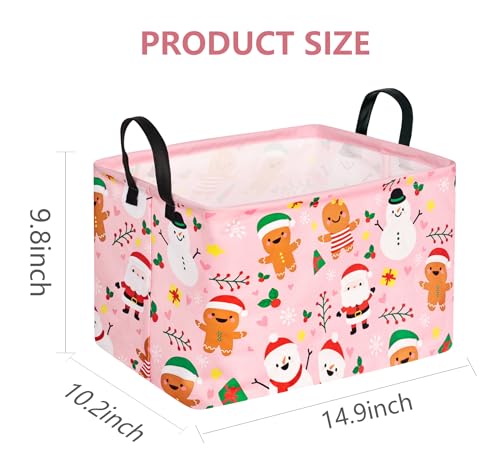 Image of Rectangular Christmas Basket Storage Bin Collapsible Nursery Hamper Book Shelf Basket Xmas Party Box