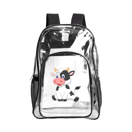 Sac transparent imprimé vache laitière robuste pour livres et plage