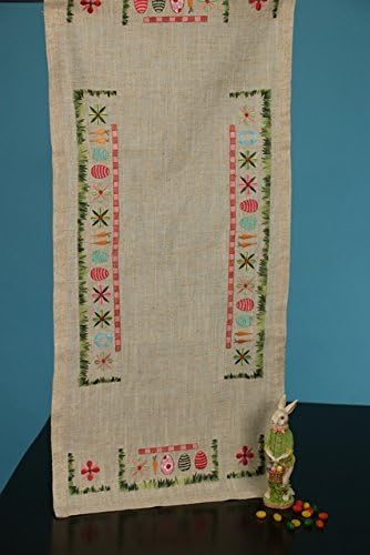 Easter Eggs & Carrots Polyester Table Runner RN-MESP7-36, Approximately 34 Inches