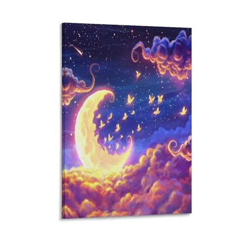 Décoration murale peinture sur toile nuit étoilée esthétique 30x45cm pour salon et chambre