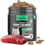OKKÖBI Hemp Calming Chews For Cats Anxiety 200 pcs - Anxiety Relief - For stress, travel, check-up, barking or grooming - Cat Calming Treats - Tuna Flavor
