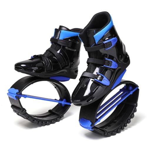 Jumps Botas Zapatos De Rebote De Canguro, Zapatos De Salto De Fitness Antideslizantes Ajustables, Zapatos De Rebote Deportivos De Fitness, Botas para Correr Antigravedad (Color : Black+Blue, Size :