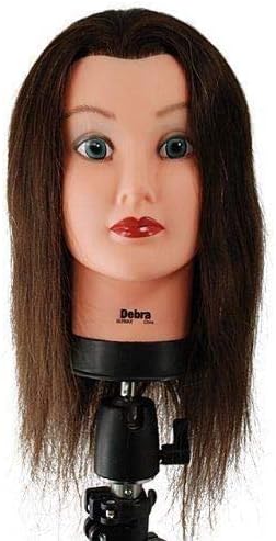 Debra Cosmetología Salón Maniquí Cabeza de Maniquí Peluquería Cabeza de Entrenamiento 100% Cabello Largo Humano 16" Estilo Trenza Rizado Corte Práctica Belleza Cabello Escuela