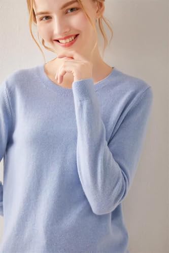 Image of 100% Pure Cashmere Crewneck Sweater for Women Long Sleeve Warm Soft Lightweight Knit Pullover