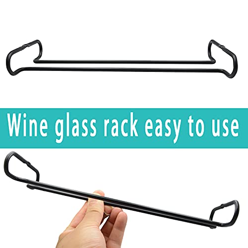 Eastbao Wine Glass Rack Under Cabinet Shelf Glasses Holder Storage With Drying Stemware Rack Under Counter Wine Glass Holder Metal Hanger Steamware Wine Glass Hanging Rack For Bar And Kitchen Black #TOP6
