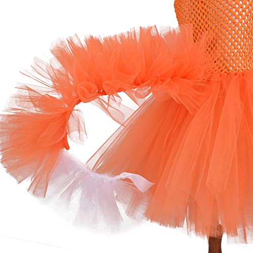 Kids Girls Fox Costume Orange Halloween Cosplay Dress Cute Animal Theme Party Fancy Dress Up Princess Handmade Tulle Tutu Dress Christmas Birthday Outfit With Fox Headband Tail Set Fox 5-6 Years #TOP4