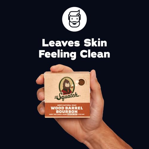 Image of Dr. Squatch Natural Men's Bar Soap - Cold Process Body Soap Bar with Natural Oils - Gifts for Men - Deep Sea Goat's Milk, Wood Barrel Bourbon, Rainforest Rapids, Alpine Sage & Bay Rum (5 oz, 5-Pack)