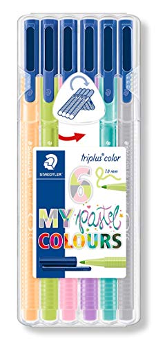 Staedtler Triplus Color 323 SB6CS01. Rotuladores de colores de punta fina multicolor. Estuche con 6 colores Pastel