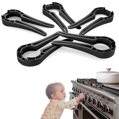 Stove Knob Safety Covers, Gas Stove Knob Locks 5-Pack, Oven Knob Covers for Child Safety and Proof (Black 5PCS)