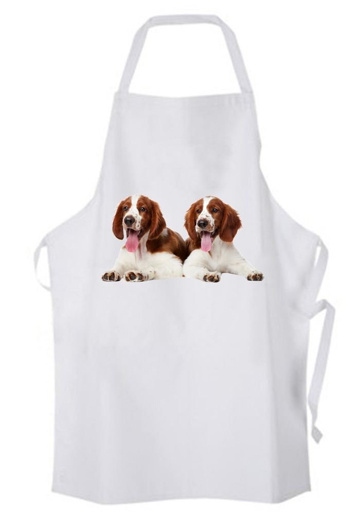 Tribal T-Shirts White Welsh Springer Spaniel Puppies Cotton Chefs Kitchen Apron