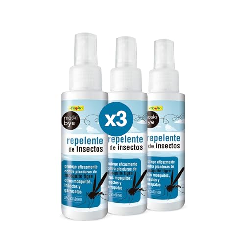 FLOWER x 3 Repelente Mosquitos Aerosol 100 ML | Spray Protector Insectos, Mosquito Tigre, Garrapatas | Protección 8 Horas Cuerpo y Cara | Fórmula Potente Sin Componentes Dañinos