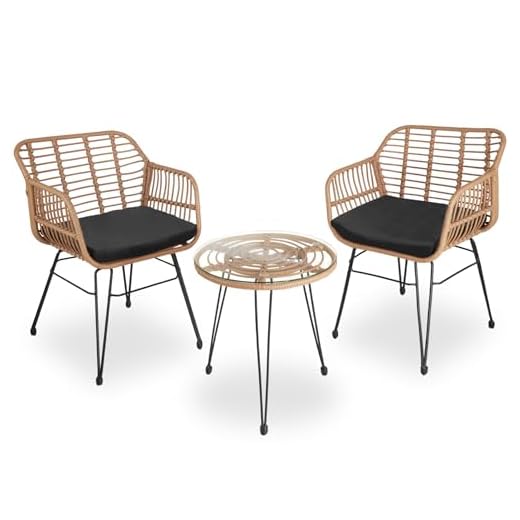 tectake® Rattan Bistro Set for 2
