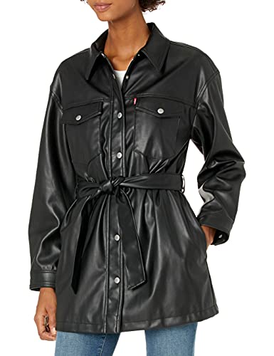 ジャケット・アウター LISIERE CHECK W COAT Levi's Women's Faux Leather Belted Shirt Jacket (Standard