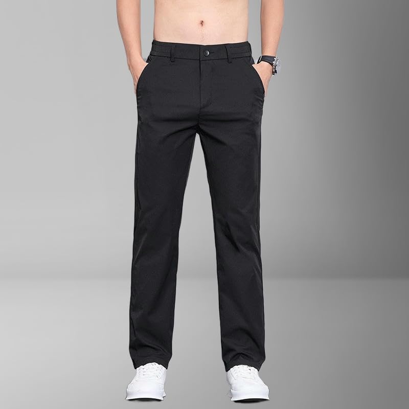 Men's Summer Thin Loose Straight Elastic Waist Zipper Casual Pants4