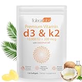 MXCZBSM Vitamin D3 K2 Supplement Softgel, Vitamin D3 K2 Softgel with 10000 IU Supports Immune, Heart, Teeth & Bone Health, Free of GMO, Gluten, Soy