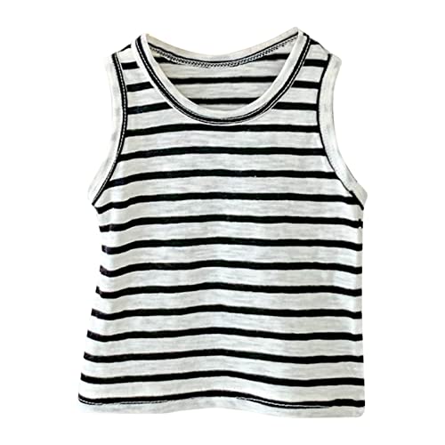 Camiseta infantil infantil para meninas e meninas, regata cropped com costas nadador e listras, sem