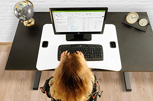 TechOrbits Height Adjustable Single Level Standing Desk - 31" Wide Sit to Stand Desk Converter Fully Assembled Standing Workstation Riser White