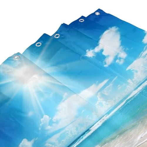 Rideau de douche de qualité supérieure étanche motif plage d'été - 6