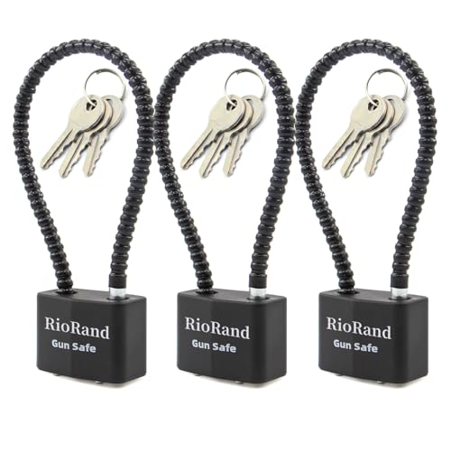 RioRand Keyed Cable Gun Locks Simple Operation 8.5" Compatible with Pistols, Handguns, Rifles, and Shotguns,Storage for Firearm Locking and Safety 3PCS