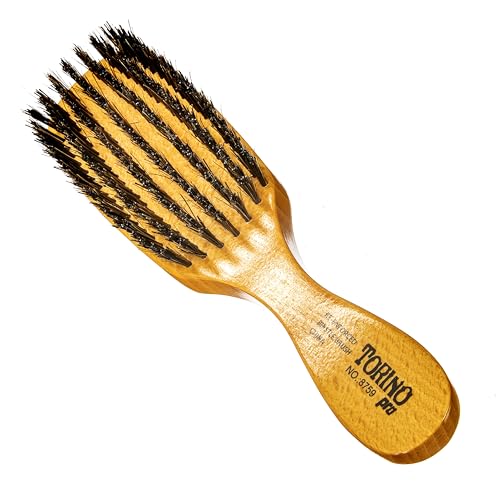 Torino Pro Wave Brush #8759-7 Fila de cerdas duras – Cerdas reforzadas – Gran cepillo de pelo de lobo y grueso – 360 ondas 360 ondas