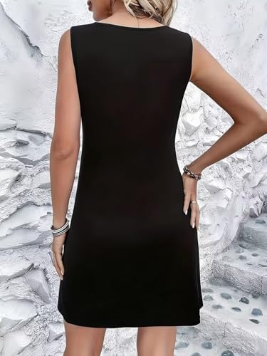 Image of AIMITAG American Flag Tank Dresses for Women USA Flag Stars and Stripes Patriotic July 4th Keyhole Neckline Beach Sundress