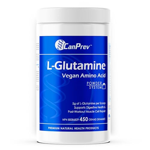 CanPrev L-Glutamine Vegan Amino Acid, 450g Powder 90-Servings – Non-GMO & Gluten-Free – L-Glutamine Powder Supplement for Active Lifestyles, Post-Exercise Muscle Care and Overall Wellbeing, Unflavored